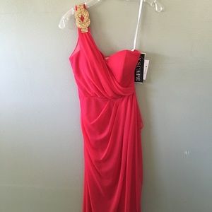 NEW xscape by joanna chen one shoulder long dress